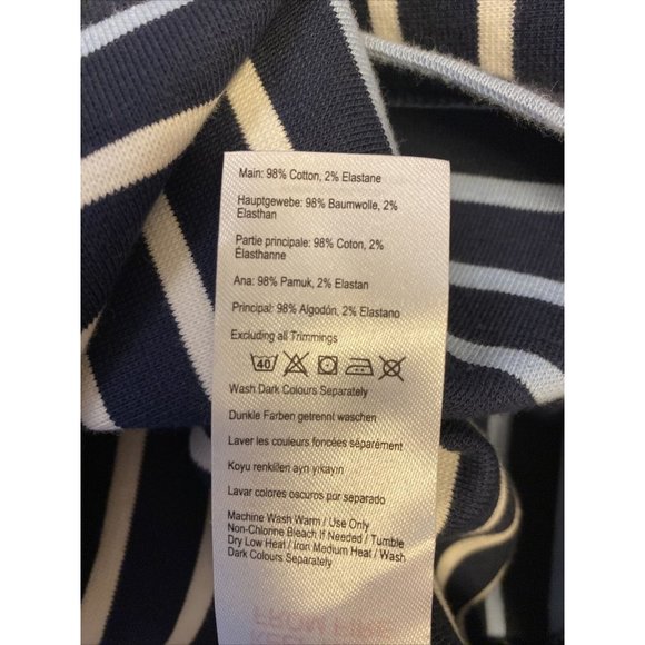 Striped Dress JOULES Mariners Women Medium 6 Cotton Navy & White Pockets - Picture 6 of 6